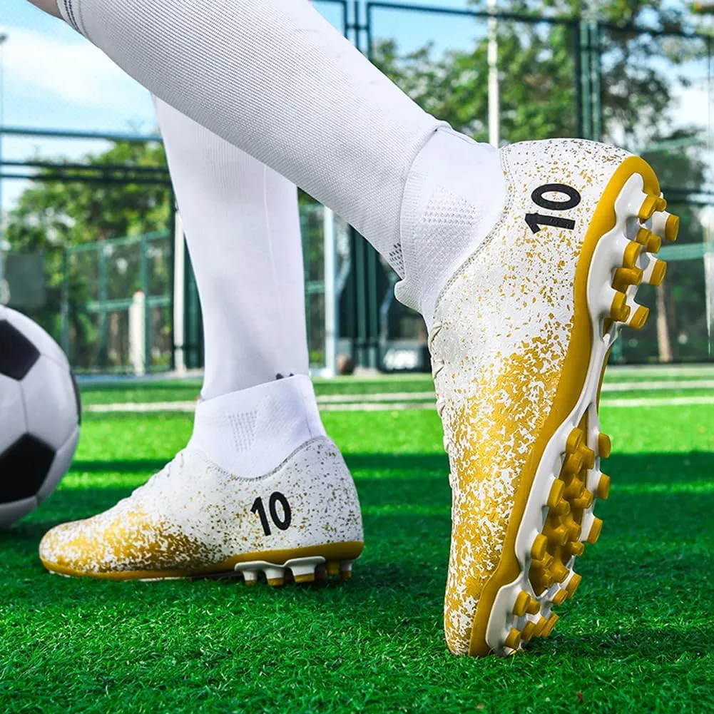 Men's High-Top Cleats Soccer for Football Training - Lightweight Turf Shoes for School - Futsal Shoes for Soccer Game