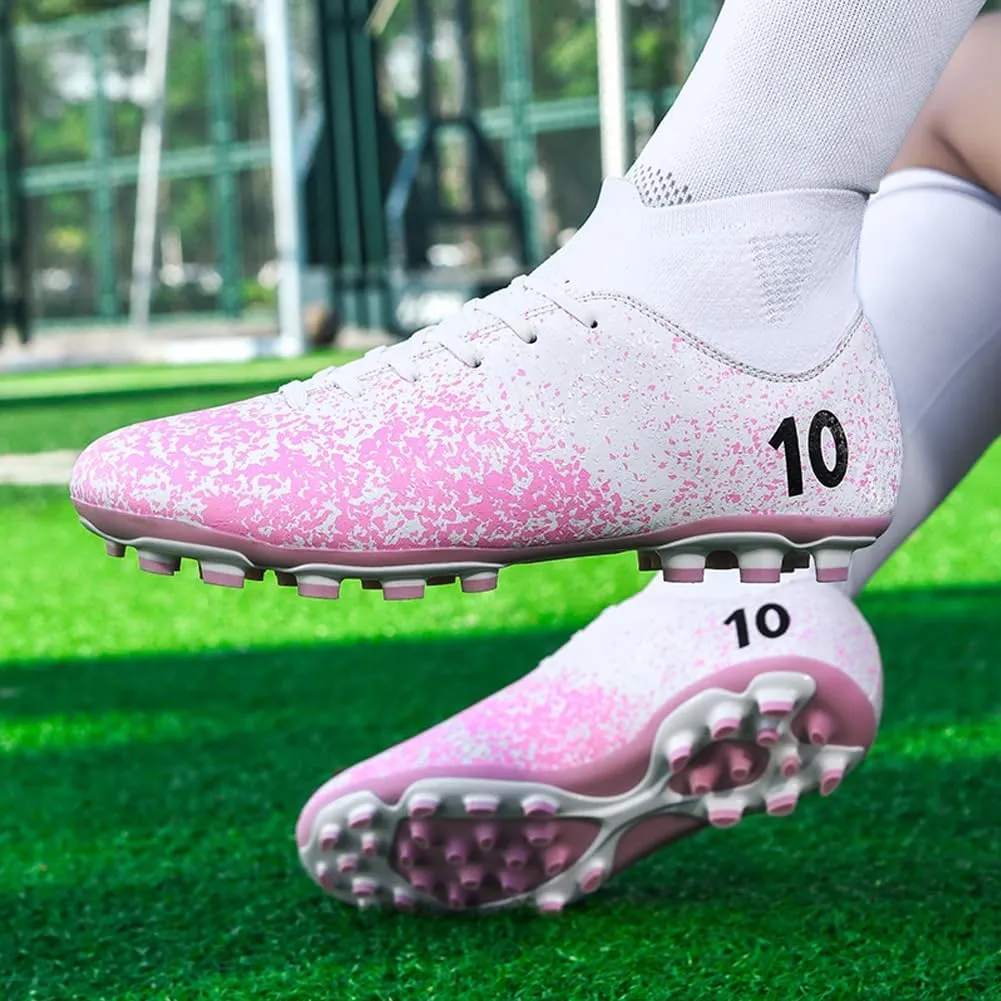Men's High-Top Cleats Soccer for Football Training - Lightweight Turf Shoes for School - Futsal Shoes for Soccer Game