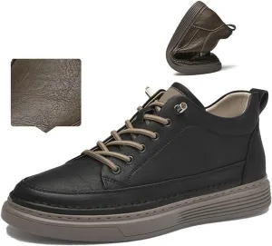 Men's Invisible Height Increasing Shoes Non-Slip Soft Sole Lace-Up Fashion Sneaker Dress Shoes Mens Casual Workout Footwear Leather Casual Shoes