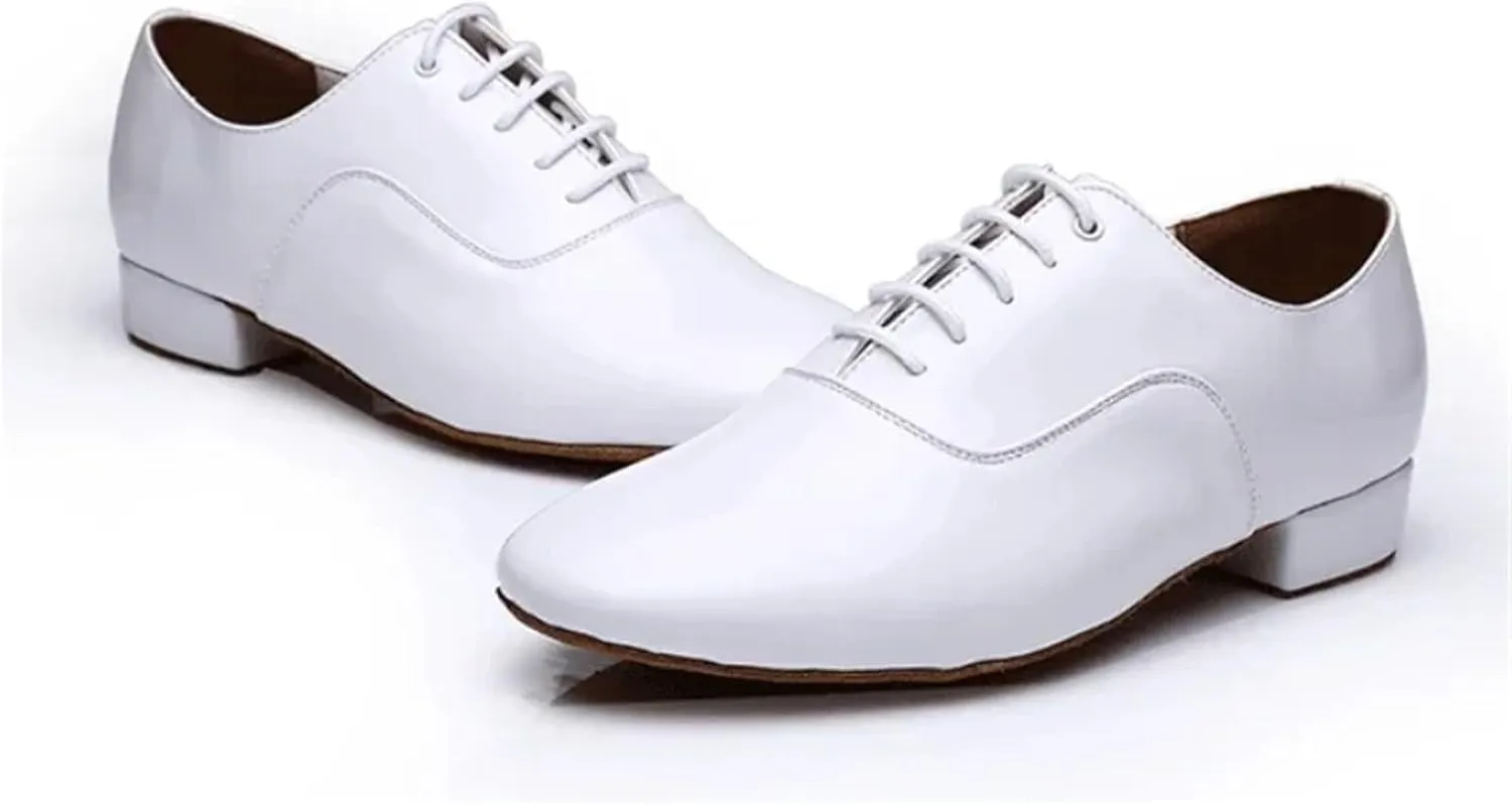 Men's Latin Dance Shoes Men Dance Shoes Latin Ballroom Dance Shoes Low Heel Modern Indoor Men Tango Waltz Salsa Danicng Shoes(White,38)