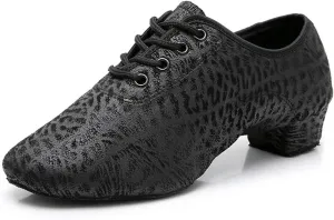Men's Latin Dance Shoes Men's Microfiber Latin Dance Shoes Bottom Dancing Shoes Black 3CM Tango Samba Men's Teachers' Shoes
