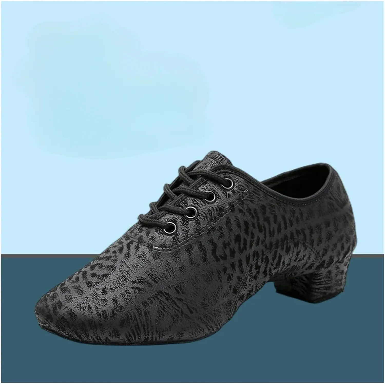 Men's Latin Dance Shoes Men's Microfiber Latin Dance Shoes Bottom Dancing Shoes Black 3CM Tango Samba Men's Teachers' Shoes