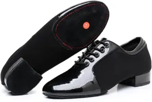 Men's Latin Dance Shoes Modern Dance Shoes Male Oxford Fabric Tango Latin Shoes 2.5cm Heels Breathable Soft Social Ballroom Dance Footwear