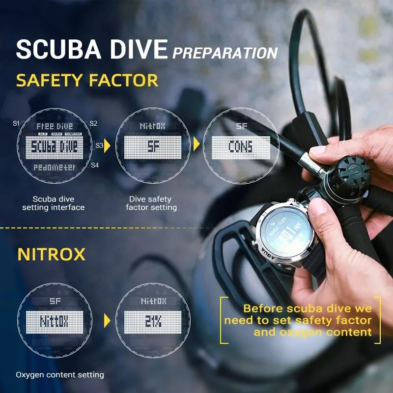 Men's Professional Diving Computer Watch Scuba Diving NDL (No Deco Time) 50M Dive Watches