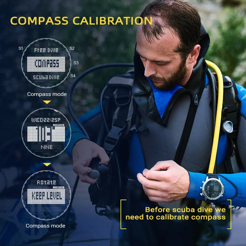Men's Professional Diving Computer Watch Scuba Diving NDL (No Deco Time) 50M Dive Watches