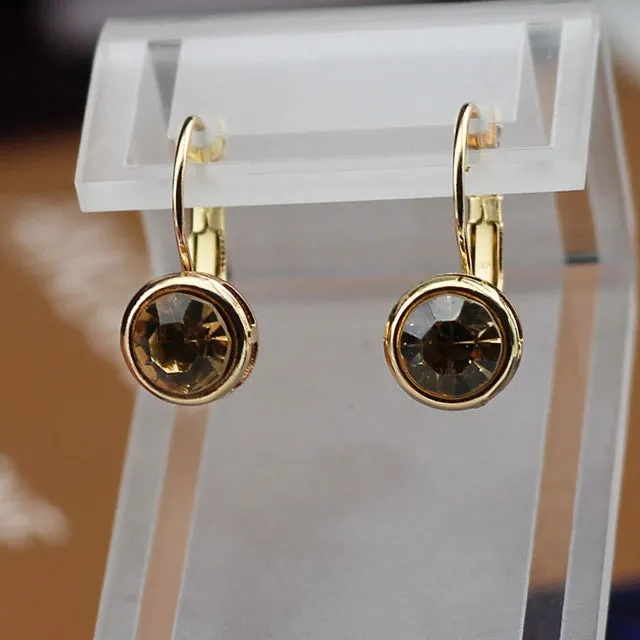 Miss Lady Gold color Crystal korean Fashion Jewelry Round Hypoallergenic drop Earrings for women MLY5126