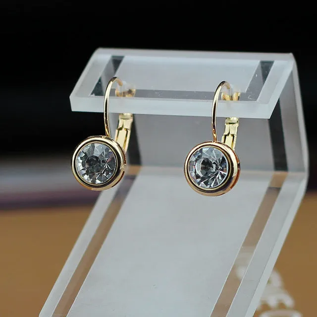 Miss Lady Gold color Crystal korean Fashion Jewelry Round Hypoallergenic drop Earrings for women MLY5126