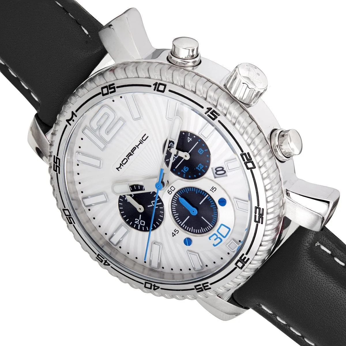 Morphic M89 Series Chronograph Leather-Band Watch w/Date