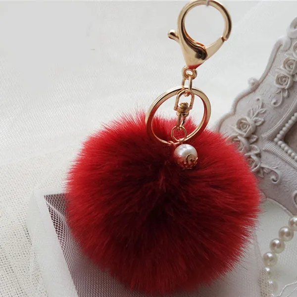 New Fashion Chaveiro Keychain Fur Pom Pom Key Chain Faux Rabbit Hair Bulb Bag Car Ornaments Fur Ball Pendant Best Gifts EH-408