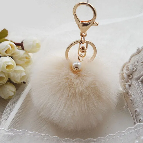 New Fashion Chaveiro Keychain Fur Pom Pom Key Chain Faux Rabbit Hair Bulb Bag Car Ornaments Fur Ball Pendant Best Gifts EH-408