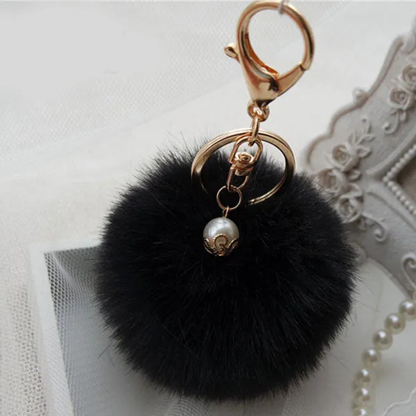 New Fashion Chaveiro Keychain Fur Pom Pom Key Chain Faux Rabbit Hair Bulb Bag Car Ornaments Fur Ball Pendant Best Gifts EH-408