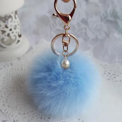 New Fashion Chaveiro Keychain Fur Pom Pom Key Chain Faux Rabbit Hair Bulb Bag Car Ornaments Fur Ball Pendant Best Gifts EH-408