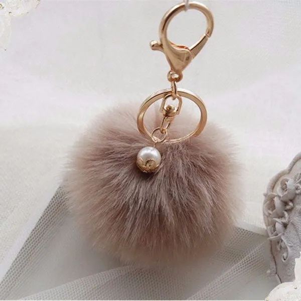 New Fashion Chaveiro Keychain Fur Pom Pom Key Chain Faux Rabbit Hair Bulb Bag Car Ornaments Fur Ball Pendant Best Gifts EH-408