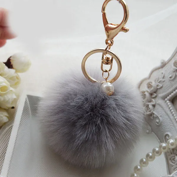 New Fashion Chaveiro Keychain Fur Pom Pom Key Chain Faux Rabbit Hair Bulb Bag Car Ornaments Fur Ball Pendant Best Gifts EH-408