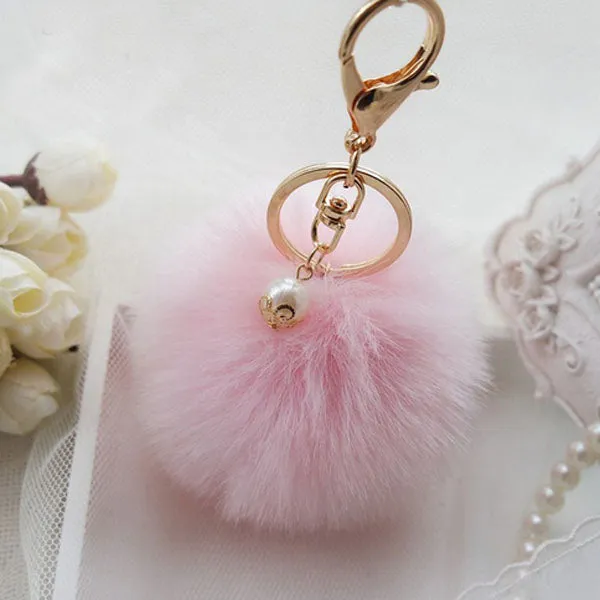 New Fashion Chaveiro Keychain Fur Pom Pom Key Chain Faux Rabbit Hair Bulb Bag Car Ornaments Fur Ball Pendant Best Gifts EH-408