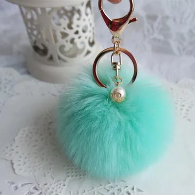New Fashion Chaveiro Keychain Fur Pom Pom Key Chain Faux Rabbit Hair Bulb Bag Car Ornaments Fur Ball Pendant Best Gifts EH-408