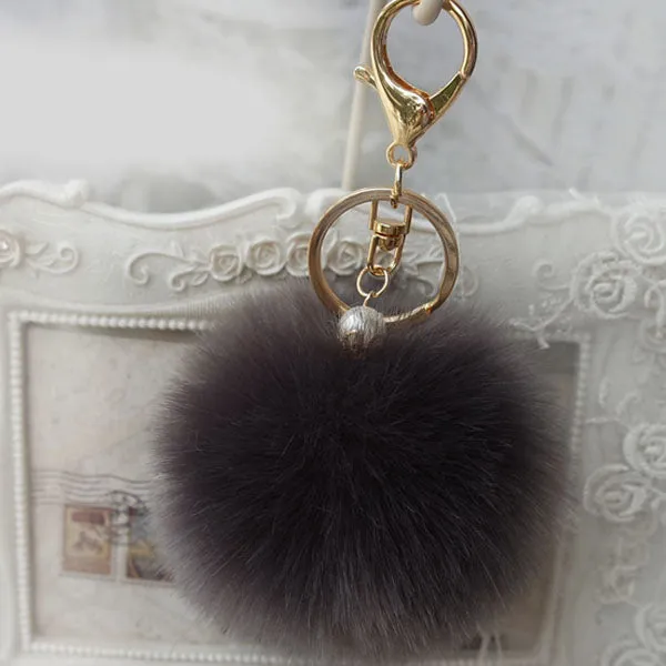 New Fashion Chaveiro Keychain Fur Pom Pom Key Chain Faux Rabbit Hair Bulb Bag Car Ornaments Fur Ball Pendant Best Gifts EH-408