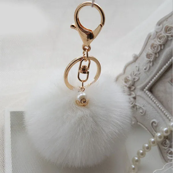 New Fashion Chaveiro Keychain Fur Pom Pom Key Chain Faux Rabbit Hair Bulb Bag Car Ornaments Fur Ball Pendant Best Gifts EH-408