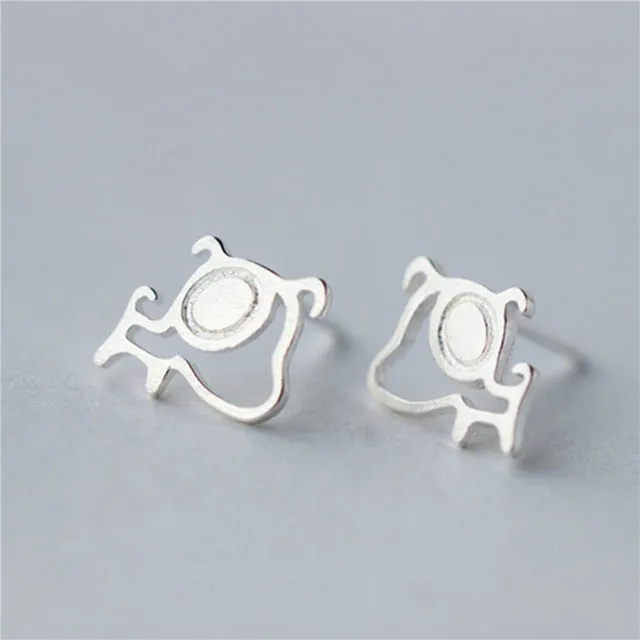 OBSEDE 2017 Fashion Women Earrings Sterling Silver Stud Earrings Small Funny Cross Cats Earring Fine Jewelry Gift For Girl