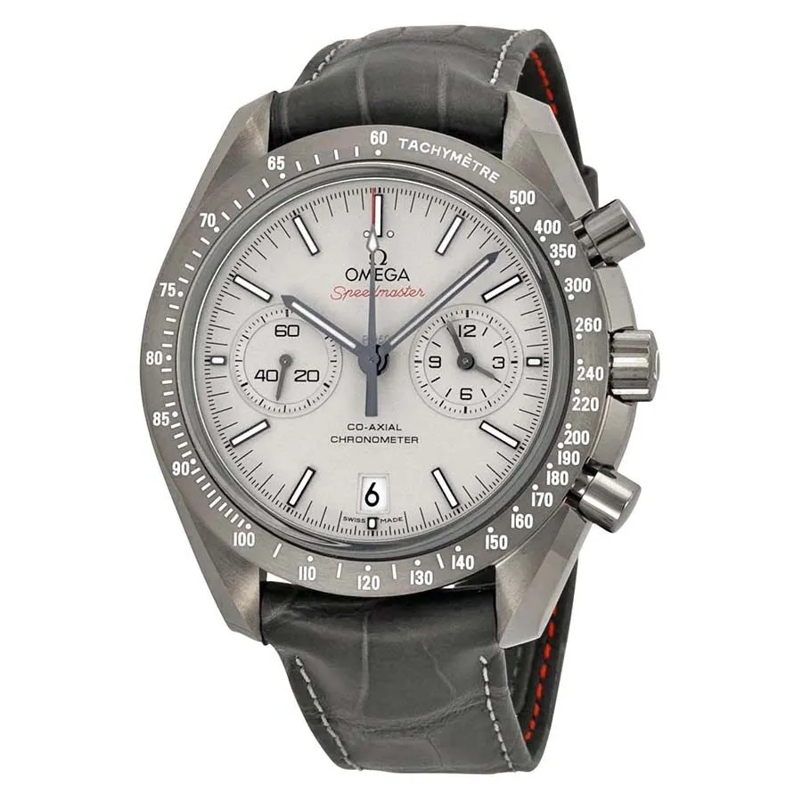 Omega Speedmaster Professional Grey Side of the Moon Chronograph Automatic Sandblasted Platinum Dial Grey Leather Men's Watch 311.93.44.51.99.001