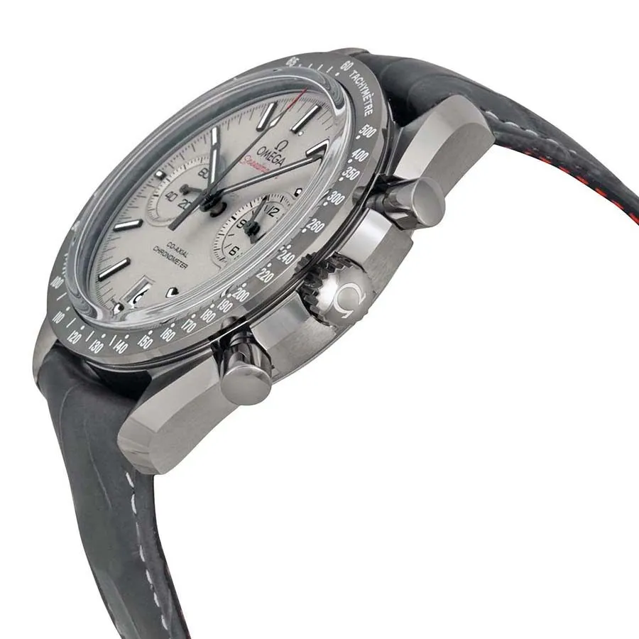 Omega Speedmaster Professional Grey Side of the Moon Chronograph Automatic Sandblasted Platinum Dial Grey Leather Men's Watch 311.93.44.51.99.001