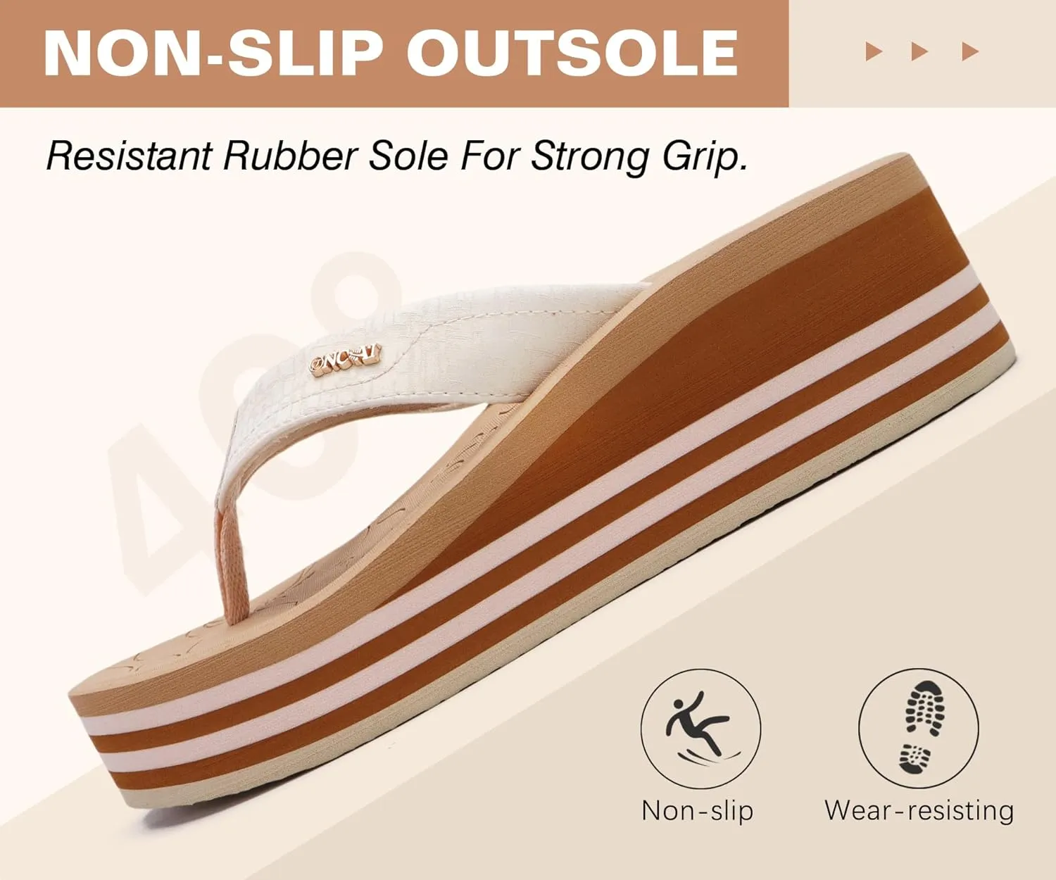 ONCAI Womens Platform Flip Flops Trendy Dressy Womans Summer Sandals with Comfortable Flatform Arch Support Walking Outdoor Rubber Soles (US Size 5-11)