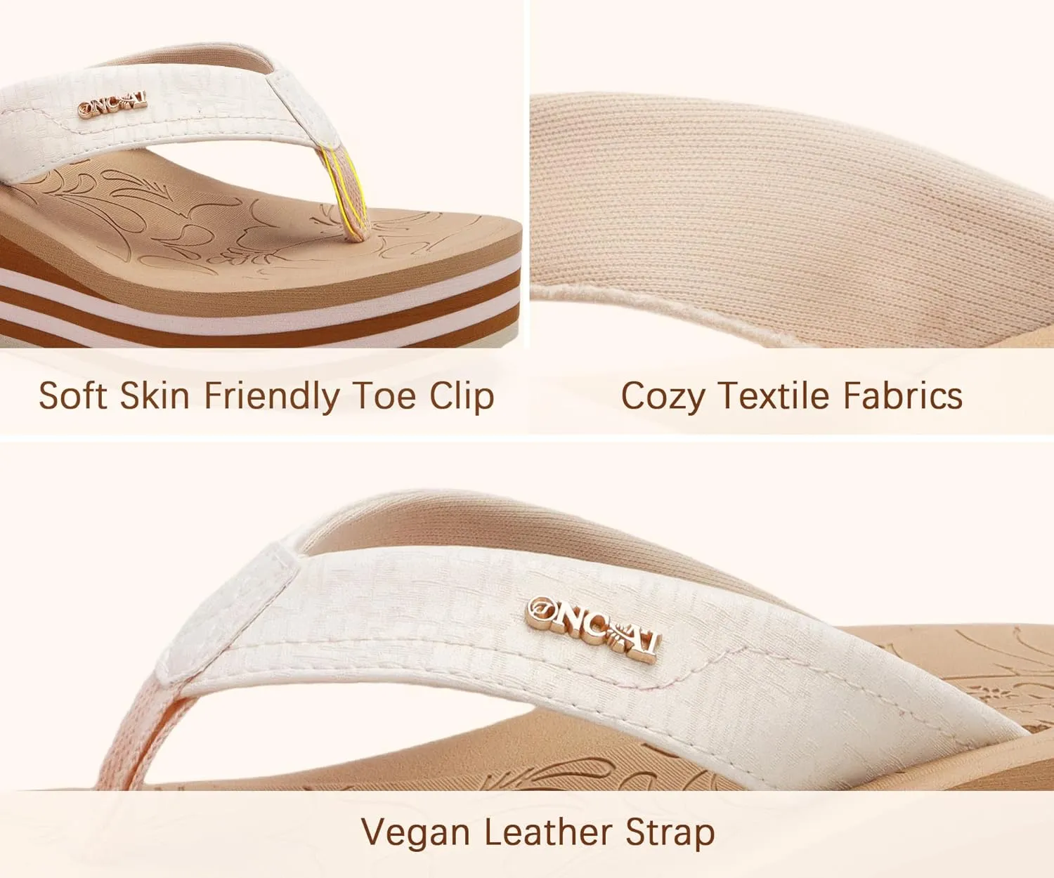 ONCAI Womens Platform Flip Flops Trendy Dressy Womans Summer Sandals with Comfortable Flatform Arch Support Walking Outdoor Rubber Soles (US Size 5-11)