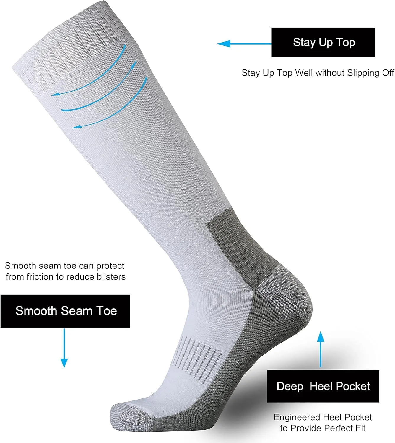 ONKE Knee High Socks Cushioned Moisture Wicking for Mens Over the Calf OTC Steel Toe Western Work Boot Thermal Hiking Hunting