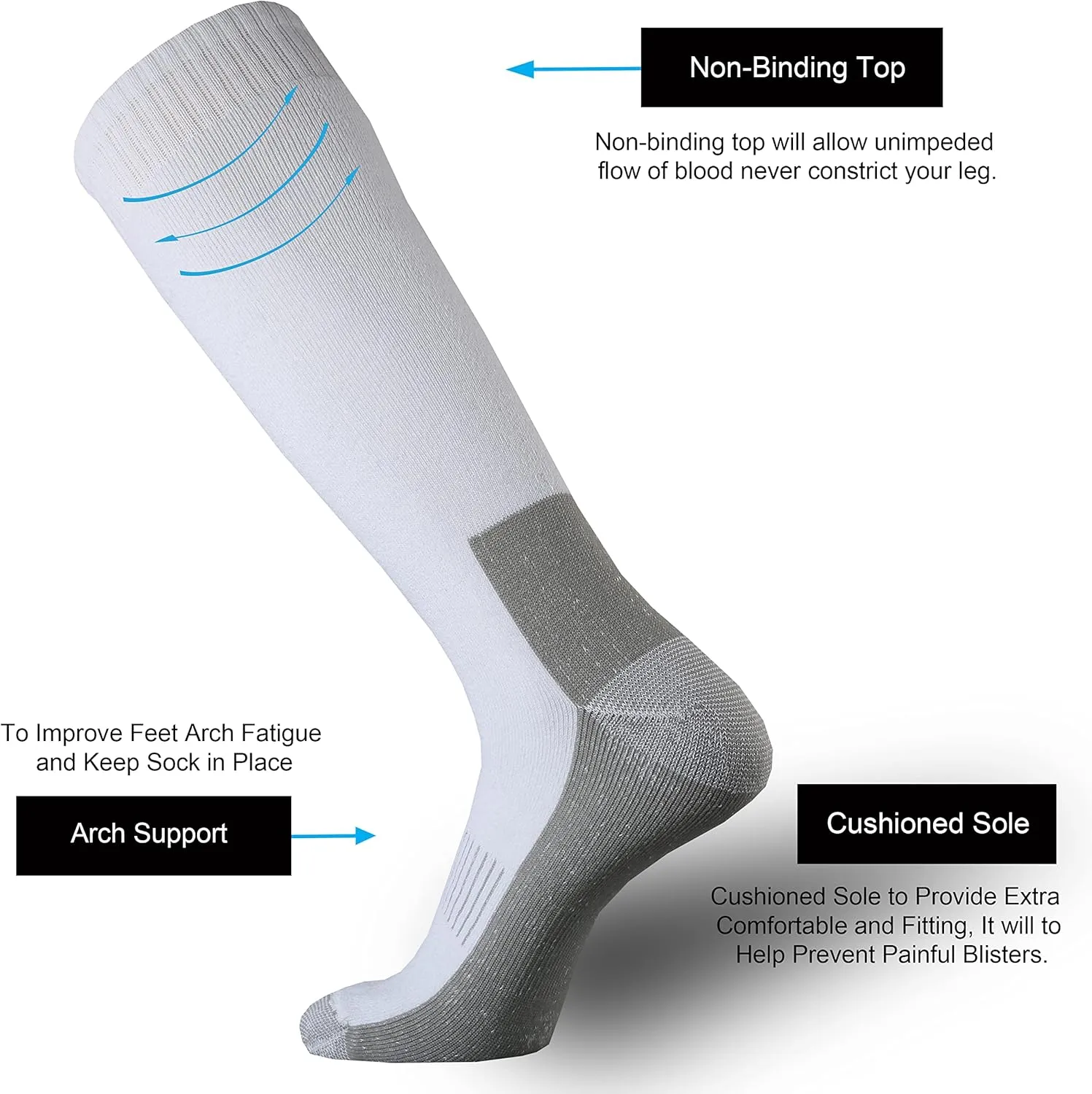 ONKE Knee High Socks Cushioned Moisture Wicking for Mens Over the Calf OTC Steel Toe Western Work Boot Thermal Hiking Hunting