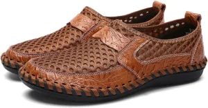 pearlzone Men's Mesh Breathable Walking Loafers,Summer Outdoor Lightweight Slip-on Mesh Casual Shoes Hiking Shoes