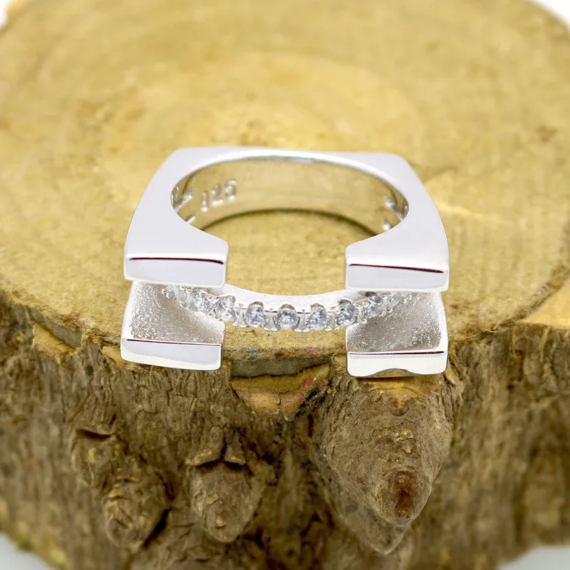 Platinum Filled 925 Sterling Silver RIng And Cubic Zirconia Ring Romantic Wedding Rings Jewelry