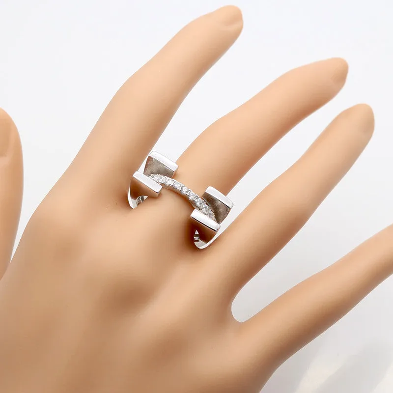 Platinum Filled 925 Sterling Silver RIng And Cubic Zirconia Ring Romantic Wedding Rings Jewelry