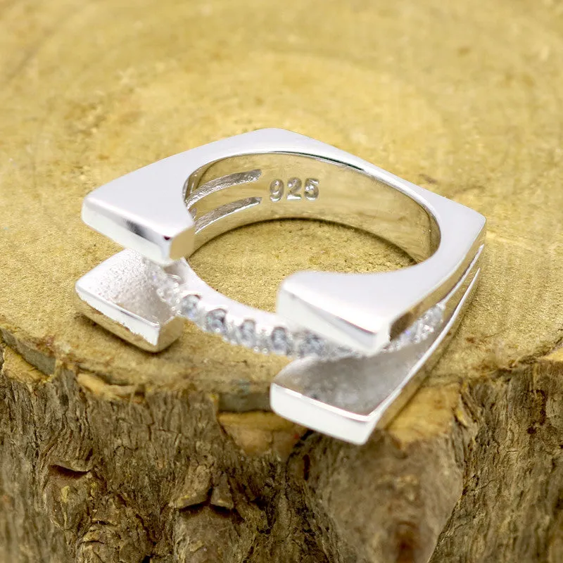Platinum Filled 925 Sterling Silver RIng And Cubic Zirconia Ring Romantic Wedding Rings Jewelry