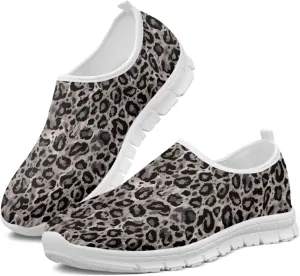 Pop Leopard Print Slip on Shoes Women Low Top Casual Mesh Shoes with Arch Support Insole Business Work Outdoor Sneaker