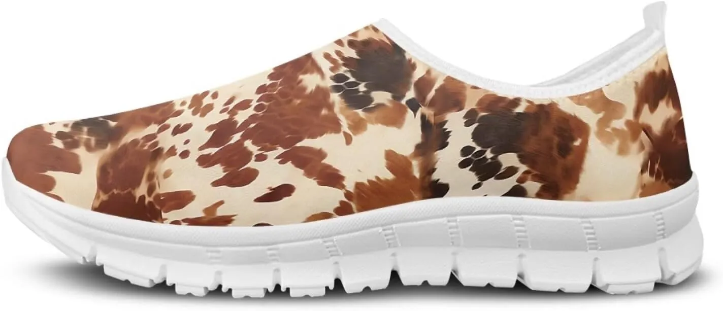 Pop Leopard Print Slip on Shoes Women Low Top Casual Mesh Shoes with Arch Support Insole Business Work Outdoor Sneaker