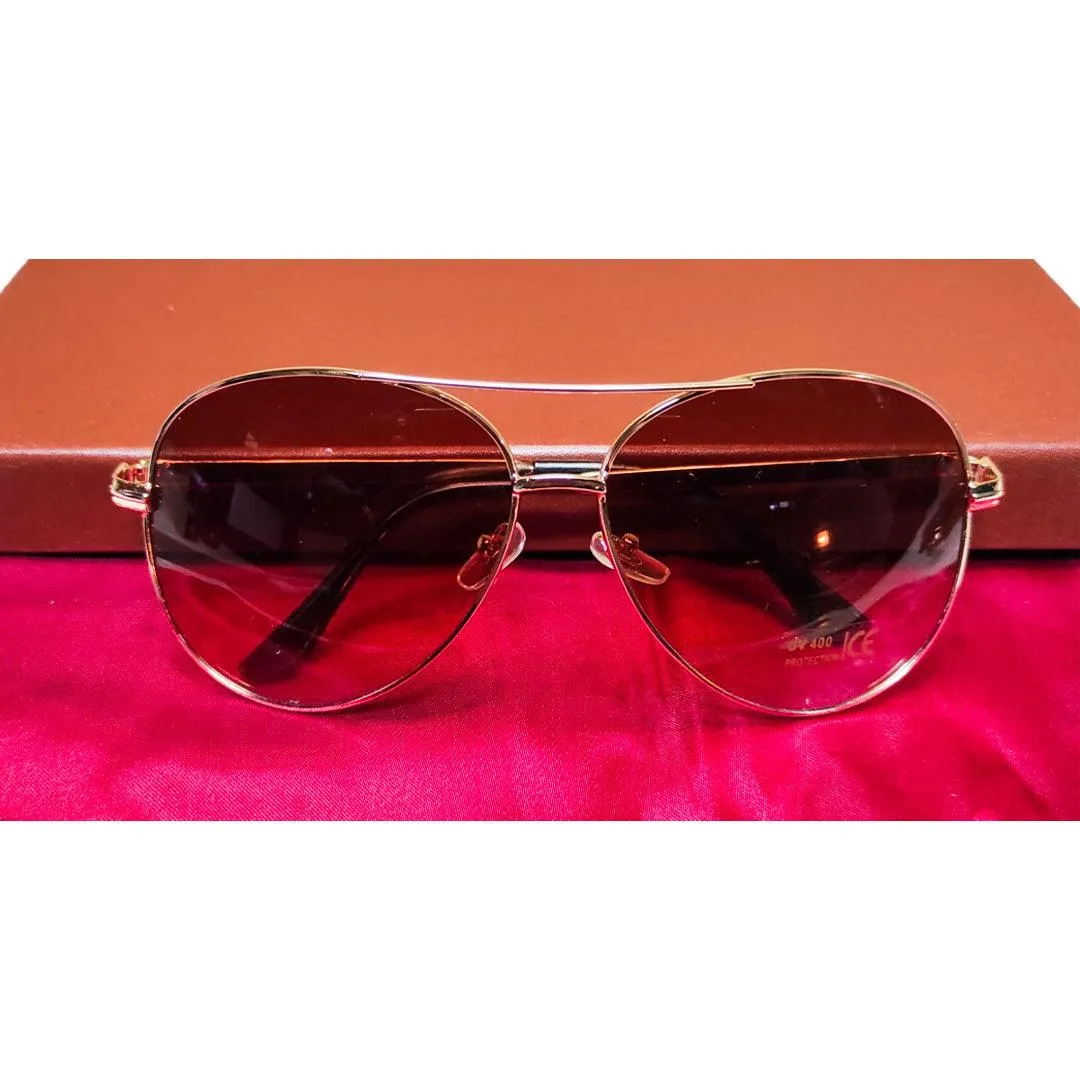 Professional Gift Set With Pen Sunglass Wallet Watch - Gold