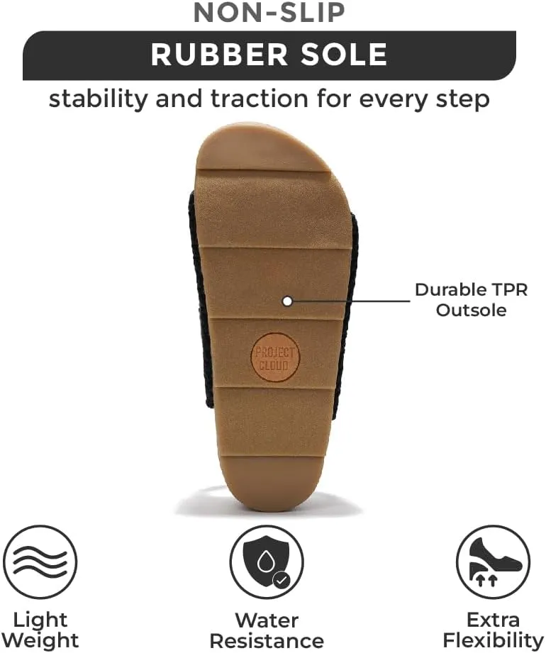 Project Cloud Platform Sandals Women Footwear - Genuine Leather Beach Summer Wedges with Comfortable Memory Foam Insole - Non Slip & Lightweight Wedge Sandals for Women 2025 (Pismo)
