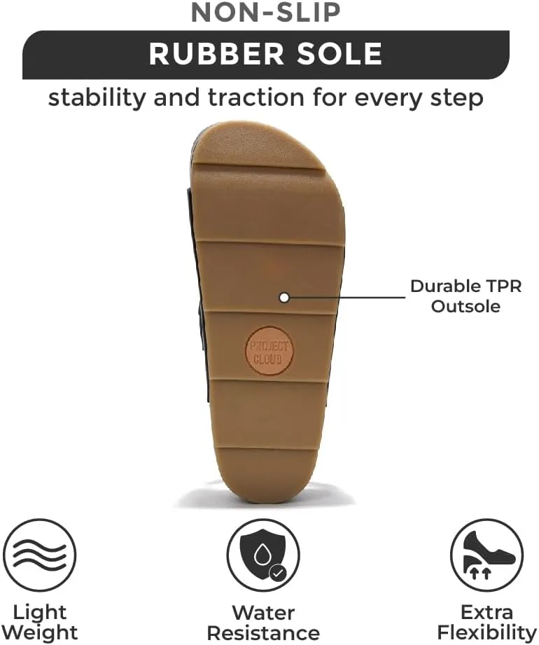 Project Cloud Platform Sandals Women Footwear - Genuine Leather Beach Summer Wedges with Comfortable Memory Foam Insole - Non Slip & Lightweight Wedge Sandals for Women 2025 (Pismo)