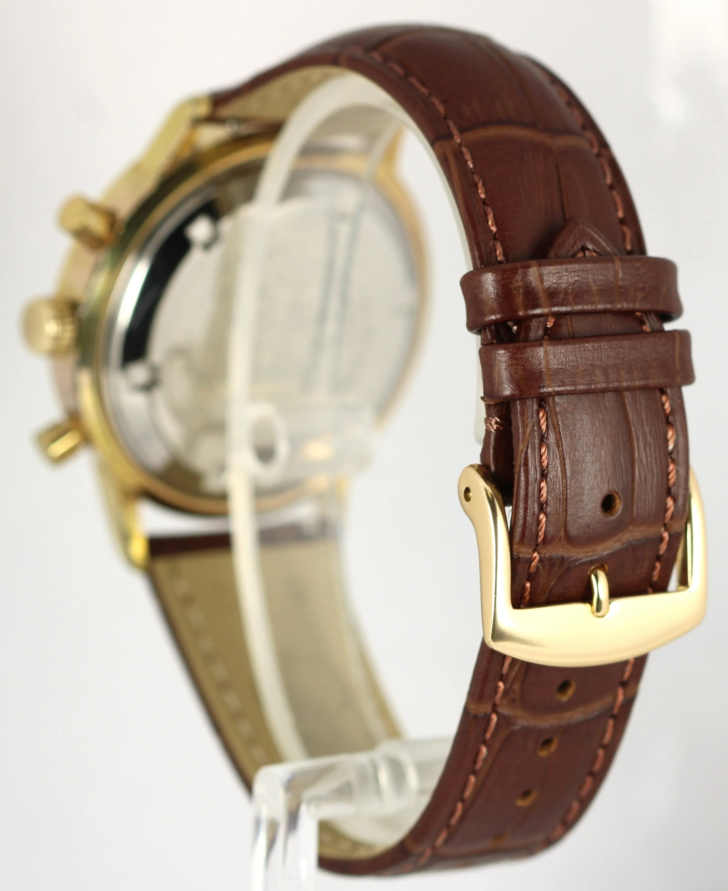 Rare Vintage WAKMANN BREITLING Signed Chronograph Incabloc Champagne 38mm Watch