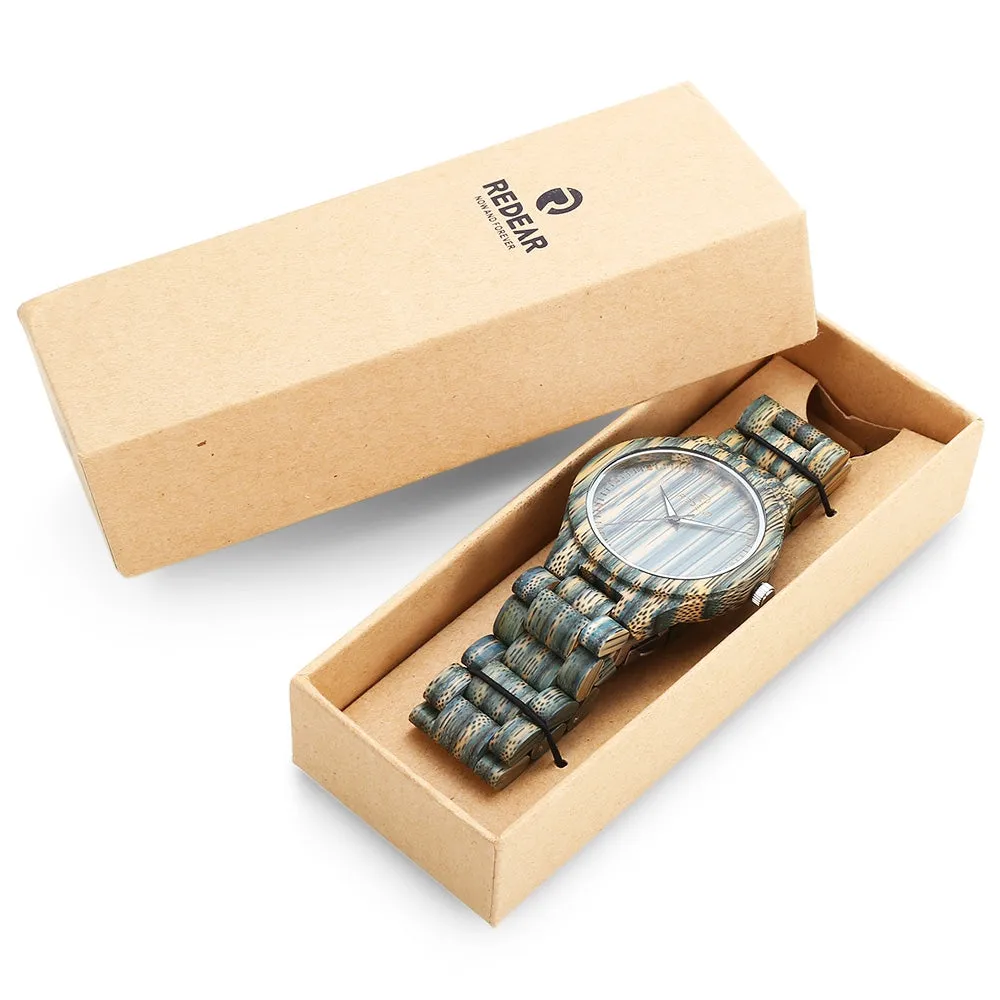 REDEAR SJ1448 Mens Wooden Watches Male Simple Quartz Wood Wrist Watch