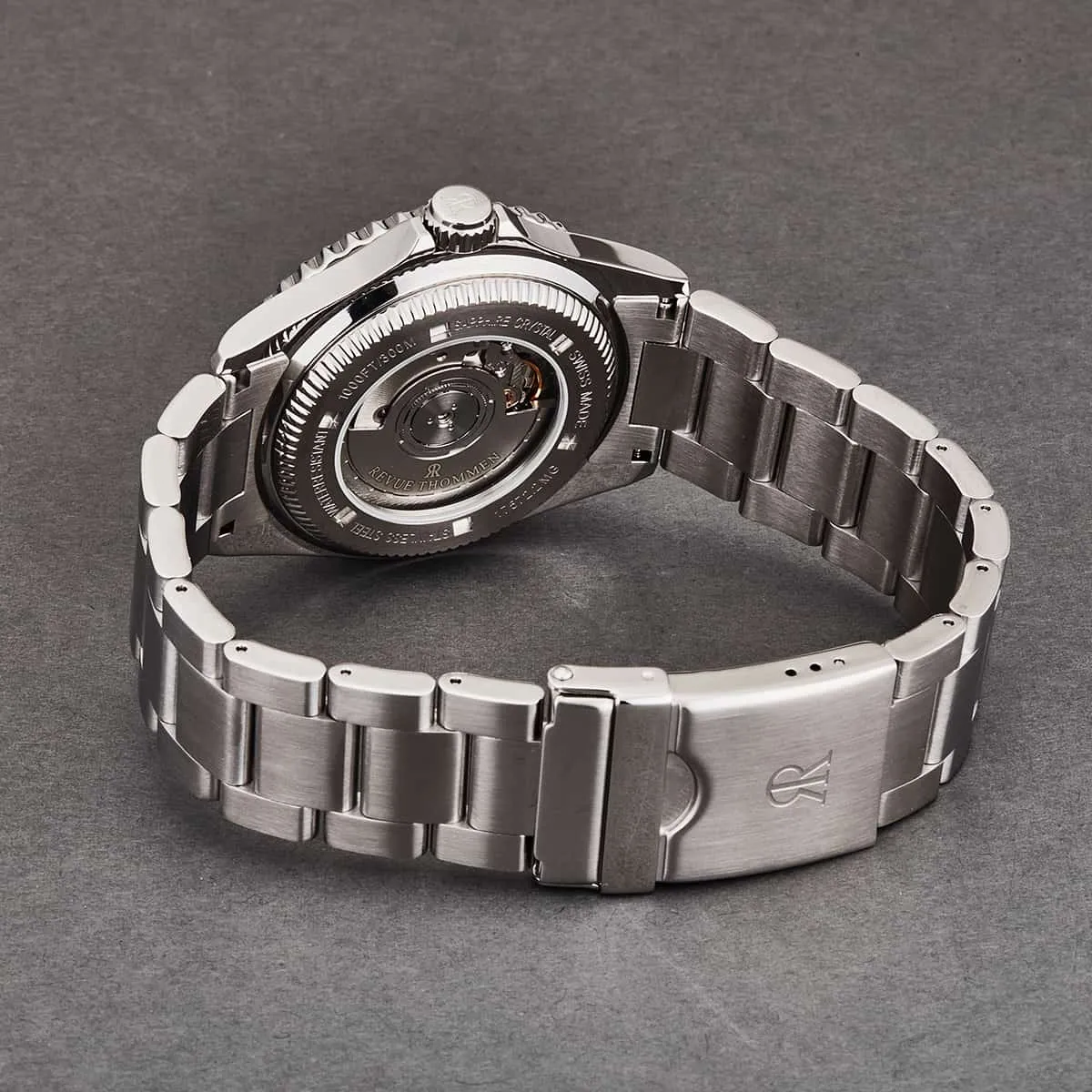 Revue Thommen Men's 17572.2134 'Diver' Black Dial Green Bezel GMT Professional Automatic Watch