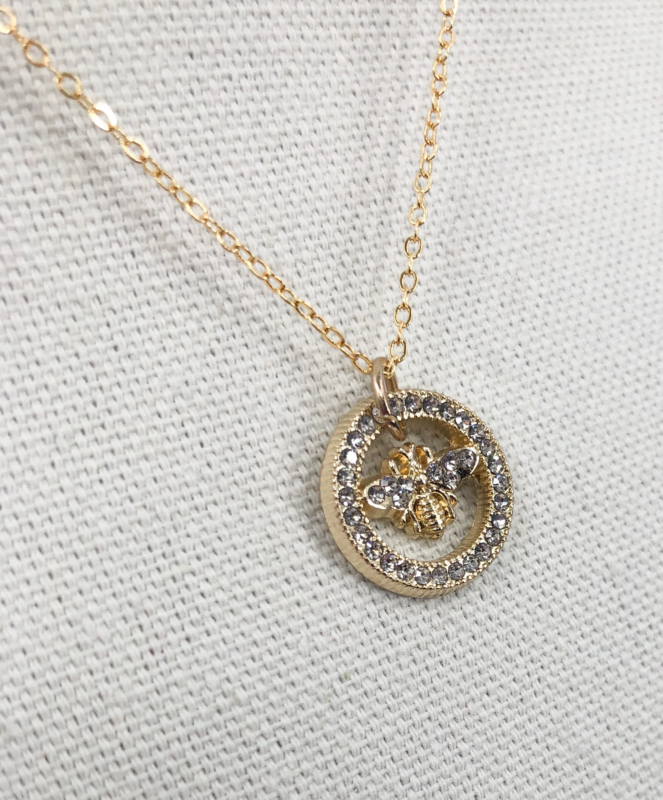 Rosemary Rhinestone Vintage Gucci Button Necklace - Modern Vintage Creations