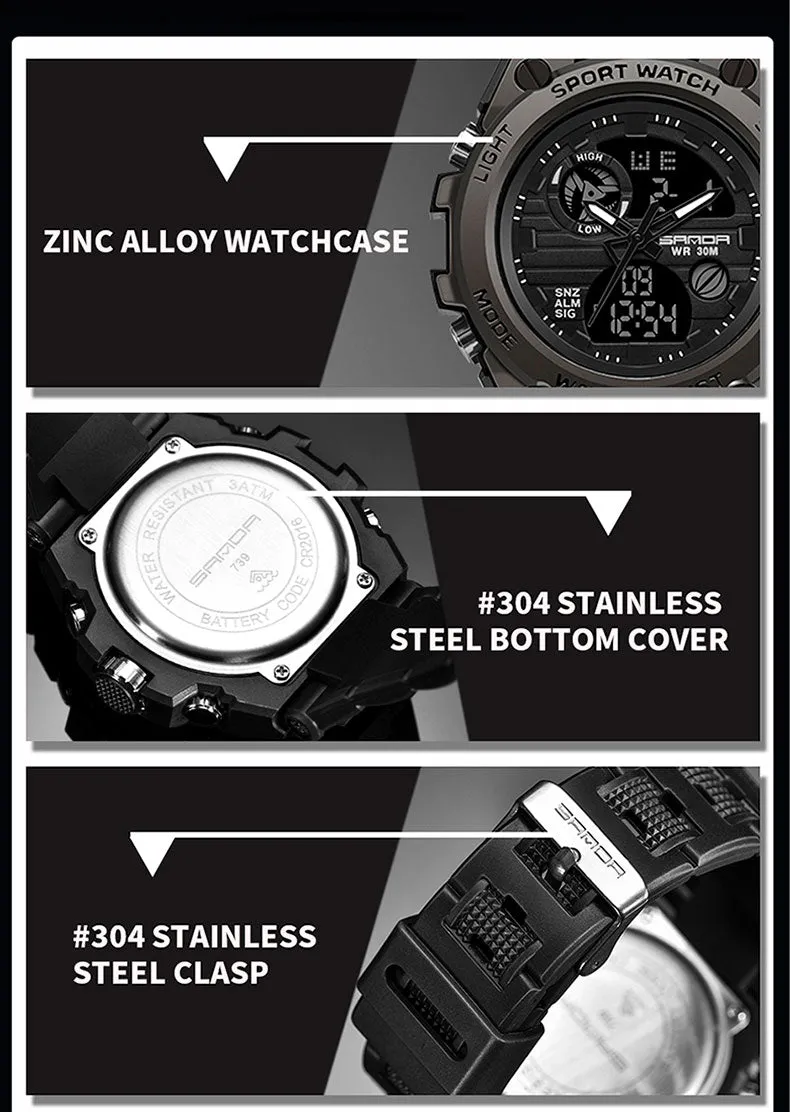 SANDA 30M Waterproof Sports Watch