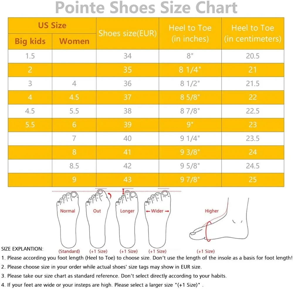 SHOLING Professional Women's Pointe Shoes for Girls with Toe Pads