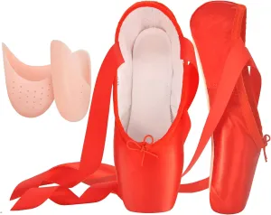 SHOLING Professional Women's Pointe Shoes for Girls with Toe Pads
