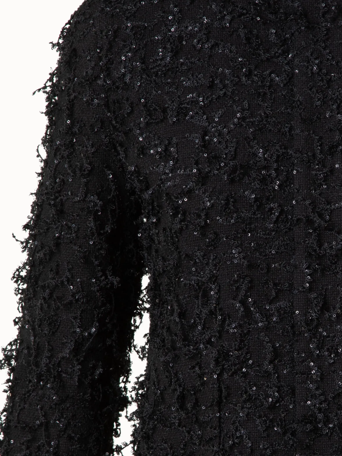 Short Jacket with Micro Sequins Fringed Boucl