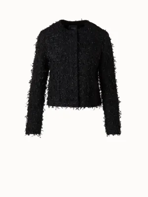 Short Jacket with Micro Sequins Fringed Boucl