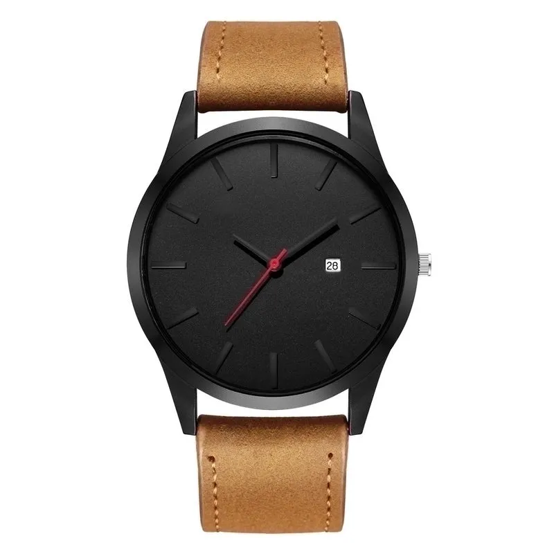 Simple Big Watch Men&#39;s Fashion Matte Belt Quartz Watch Men&#39;s Single Calendar Sports Watch