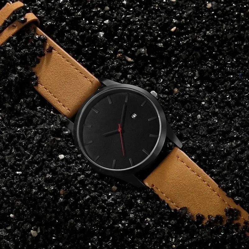 Simple Big Watch Men&#39;s Fashion Matte Belt Quartz Watch Men&#39;s Single Calendar Sports Watch