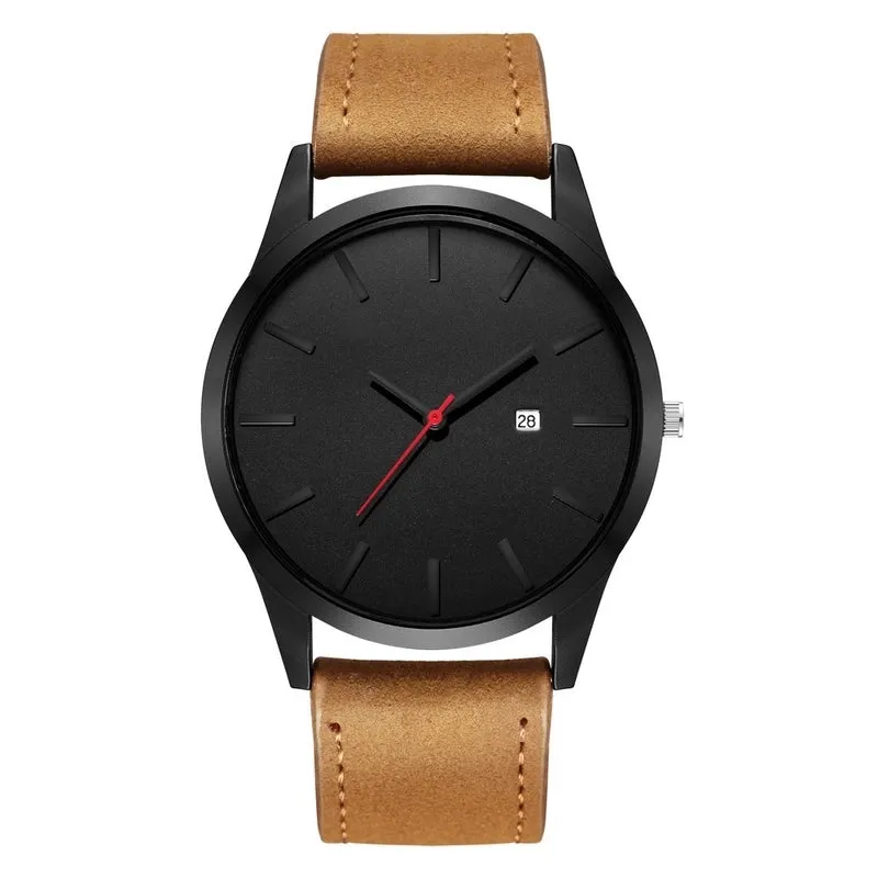 Simple Big Watch Men&#39;s Fashion Matte Belt Quartz Watch Men&#39;s Single Calendar Sports Watch